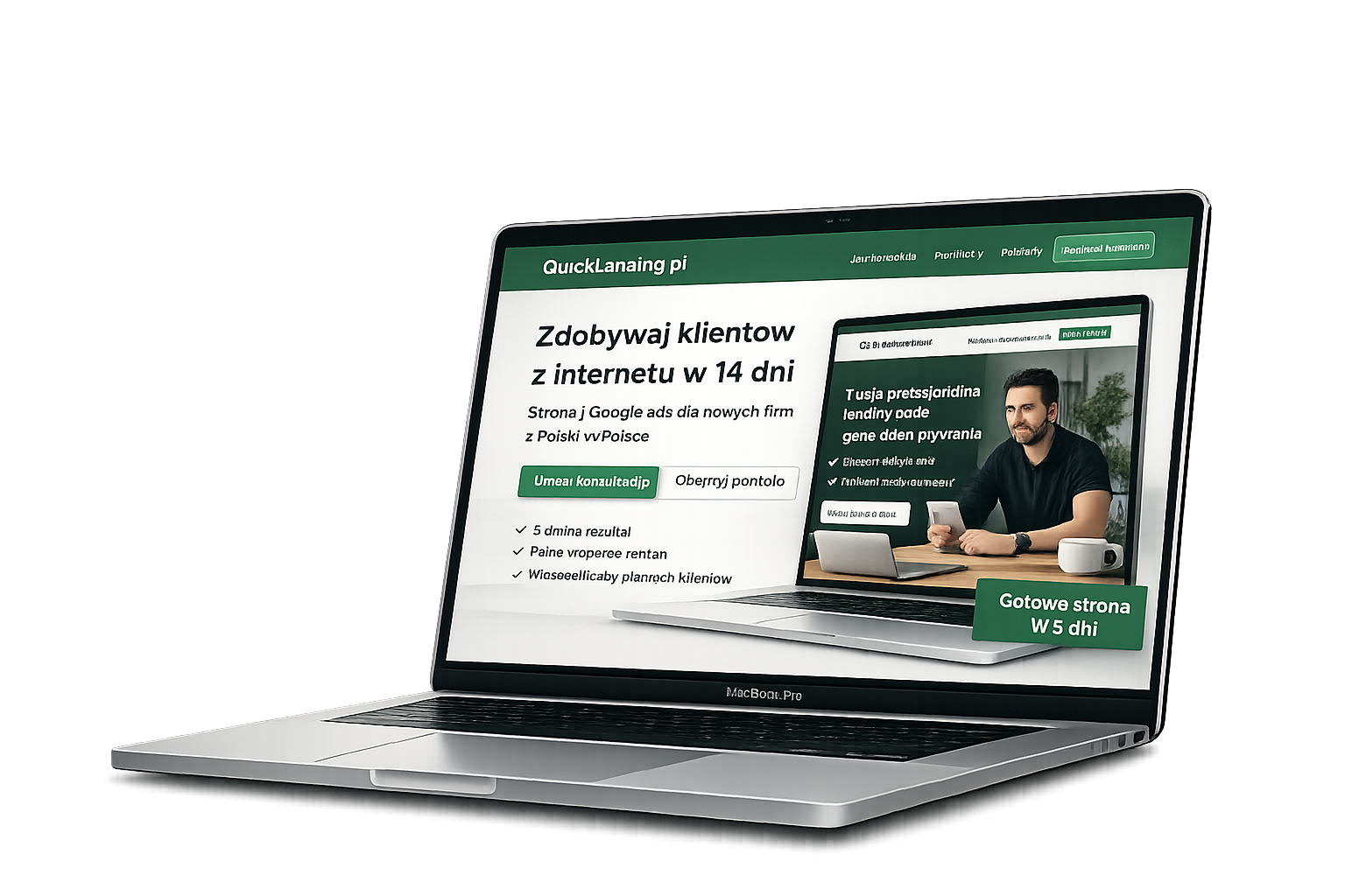 Laptop mockup QuickLanding.pl